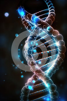 DNA gene helix spiral molecule structure, Generative AI.