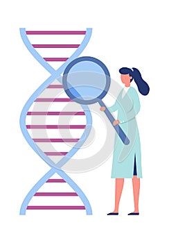 DNA genetic engineering. Laboratory research biotechnology concept. Woman medical or laboratory worker