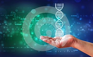 DNA and genetics research concept, medical abstract background photo