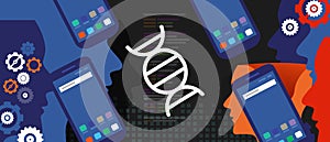 DNA genome gene technology in digital smartphone mobile tech programming coding