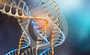 DNA genome research. DNA molecule structure. 3D double helix illustration