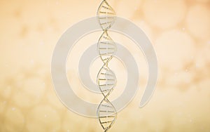 DNA genomes structure with yellow background, 3d rendering