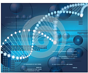 DNA Glowing Molecule on blue background