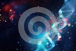 dna helix with binary code overlay on a digital background
