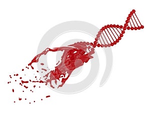 Dna helix with blood splash