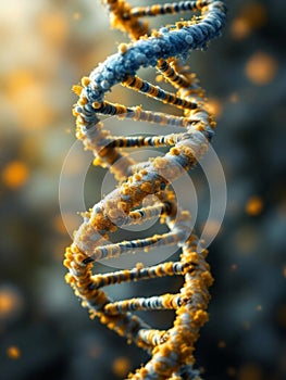 DNA helix on a dark luminous background