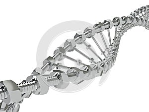 DNA Helix with gear instead molecules transmitted. Genetic modify science and medicine concept 3d illustration