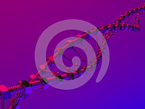 DNA Helix with gear instead molecules transmitted. Genetic modify science and medicine concept 3d illustration