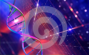 DNA helix. Hi Tech technology in field of genetic engineering. Digital nanostructure