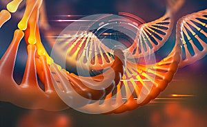 DNA helix. Human genome research. Genetic modification. Biotechnology of future