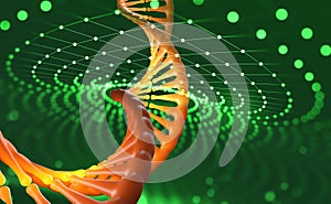 DNA helix. Innovative technologies in research of the human genome. Artificial intelligence in the medicine of the future