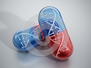 DNA helix inside pill capsules