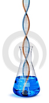 DNA helix in labotatory glass beaker