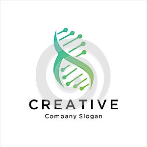 DNA Helix Logo Template. Genetics Vector Design