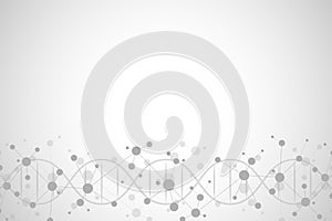 DNA helix and molecular structure. Science and technology concept with molecules background.