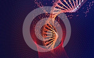 DNA-helix. Nanotechnology in medical research. Hi Tech in the field of genetic engineering