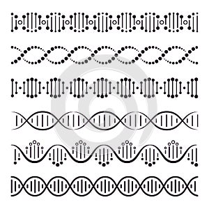DNA helix. Spiral chromosome structure concept, horizontally spiral molecule, medical science DNA elements vector