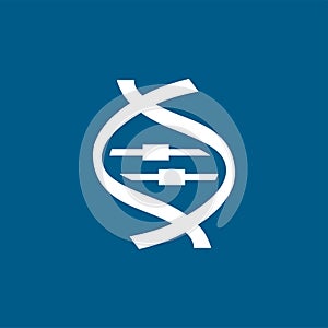 DNA Icon On Blue Background. Blue Flat Style Vector Illustration
