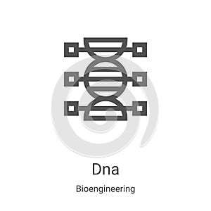 dna icon vector from bioengineering collection. Thin line dna outline icon vector illustration. Linear symbol for use on web and