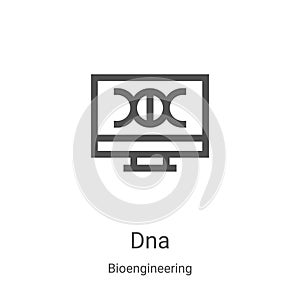 dna icon vector from bioengineering collection. Thin line dna outline icon vector illustration. Linear symbol for use on web and