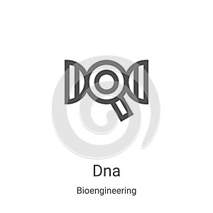 dna icon vector from bioengineering collection. Thin line dna outline icon vector illustration. Linear symbol for use on web and