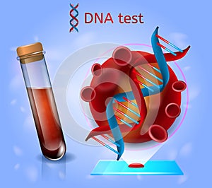 DNA Laboratory Blood Test Realistic Vector Concept