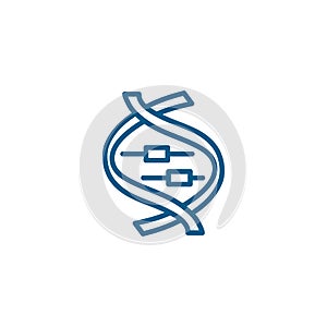 DNA Line Blue Icon On White Background. Blue Flat Style Vector Illustration