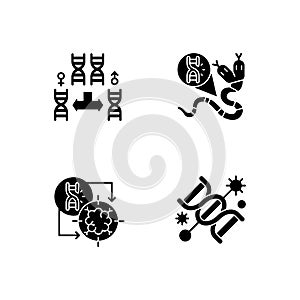 DNA manipulation black glyph icons set on white space