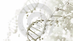 DNA medical background. Biotechnology helix gene. White futuristic background.