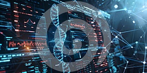 DNA medical screen , hologram, science hud data analysi