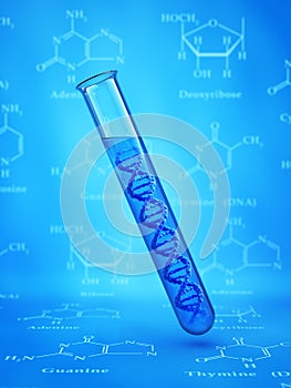 DNA model inside test tube.