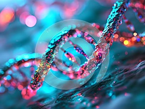 DNA molecule, 3D illustration. Abstract background with DNA molecules. Generative AI
