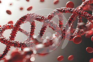 DNA molecule, 3d rendering. Computer digital drawing. Red color. photo
