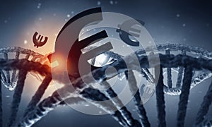 DNA molecule and euro sign