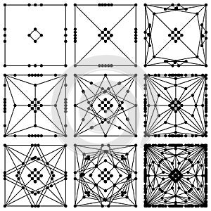 DNA Molecule Fractal Network Structure Vector. Abstract DNA string network connection, from the simple to the complicated shape