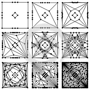 DNA Molecule Fractal Network Structure Vector. Abstract DNA string network connection, from the simple to the complicated shape