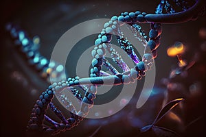 DNA molecule helix spiral structure. Medical science background. Generative Ai