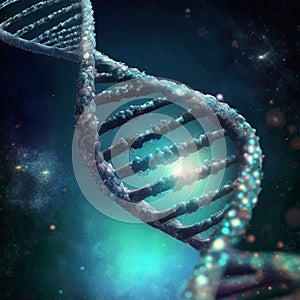 DNA molecule helix spiral structure. Medical science background. Generative Ai