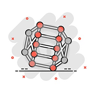 Dna molecule icon in comic style. Atom cartoon vector illustration on white isolated background. Molecular spiral splash effect