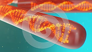 DNA molecule, its structure. Concept human genome. DNA molecule with modified genes. Conceptual illustration of a dna