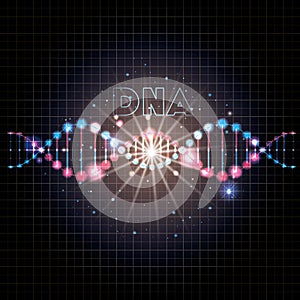 Dna molecule on line iluminated photo