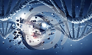 DNA molecule research . Mixed media