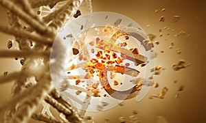 DNA molecule research . Mixed media