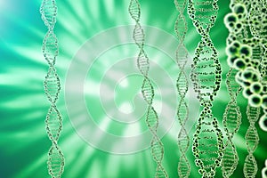 DNA molecule, structure. Close-up of concept human genome. 3d rendering Medicine concept
