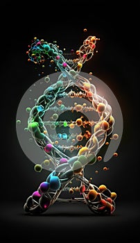 DNA molecule structure on a dark background. 3d render illustration.