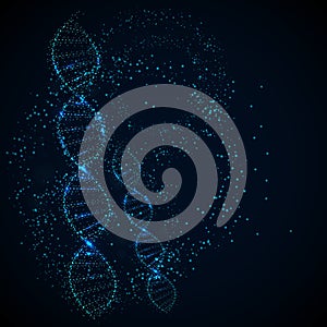 DNA molecule structure, Futuristic Sci-Fi interface, vector background in concept technology, communication, digital, ai