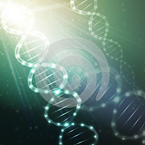 DNA molecule structure on a green background