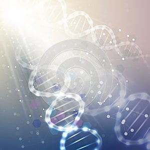 DNA molecule structure on light blue background