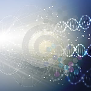 DNA molecule structure on light blue background