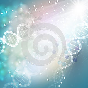 DNA molecule structure on light blue background